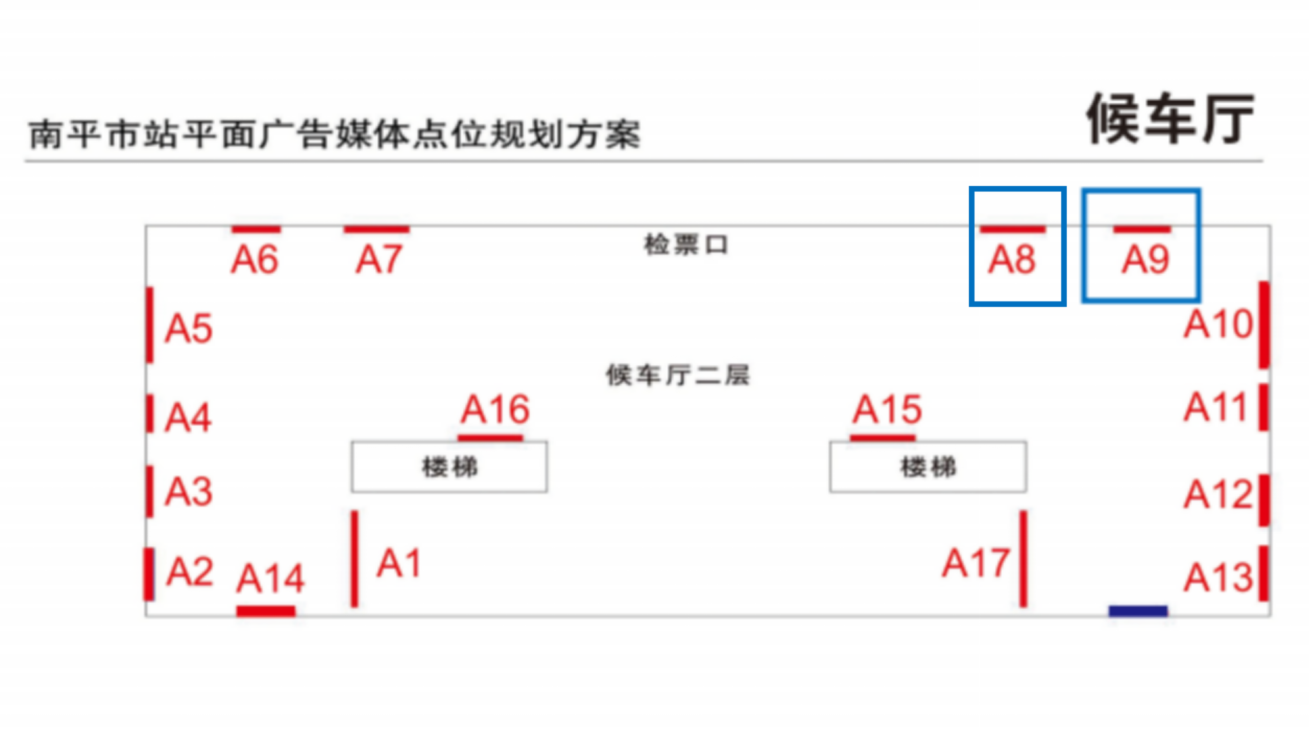 南平市站广告-进站候车厅灯箱A8-A9点位图