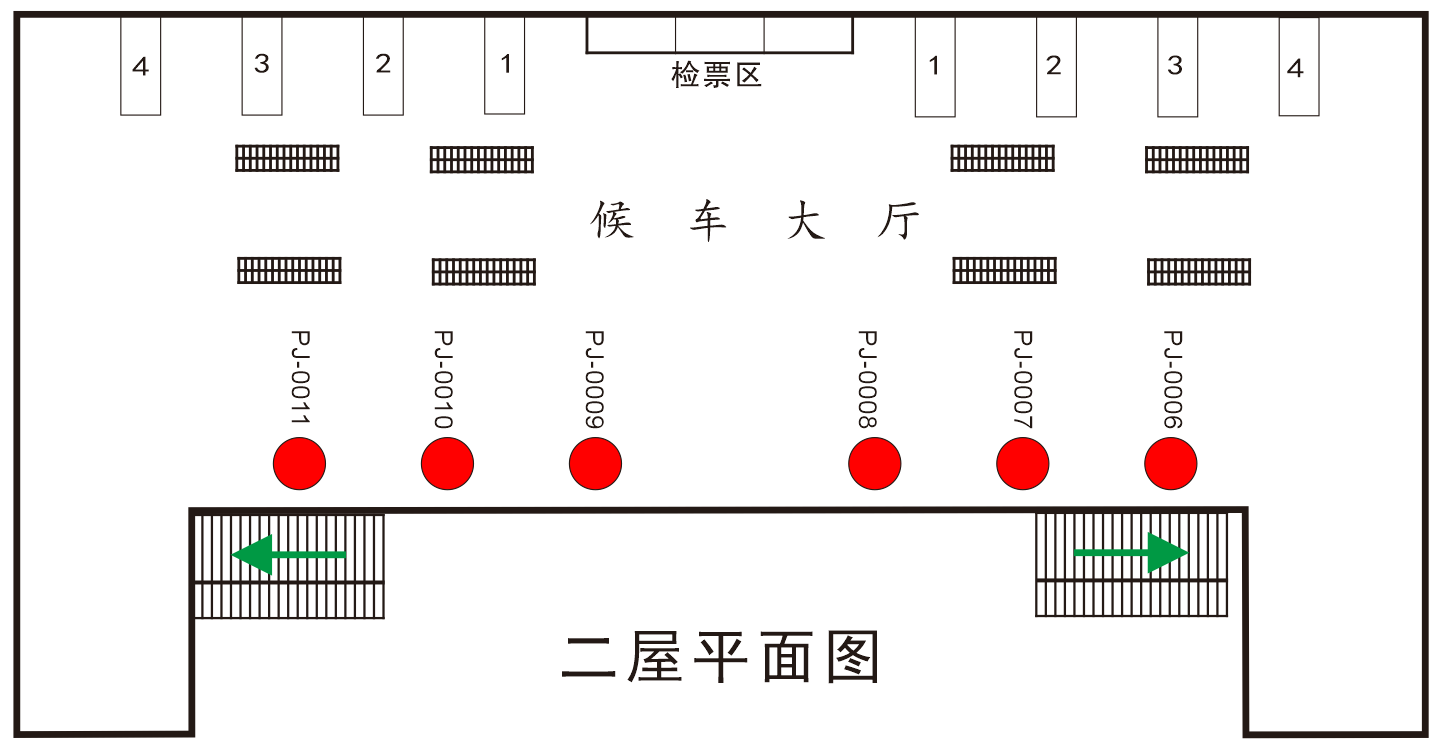 盘锦站广告-一楼候车室包柱套装点位图