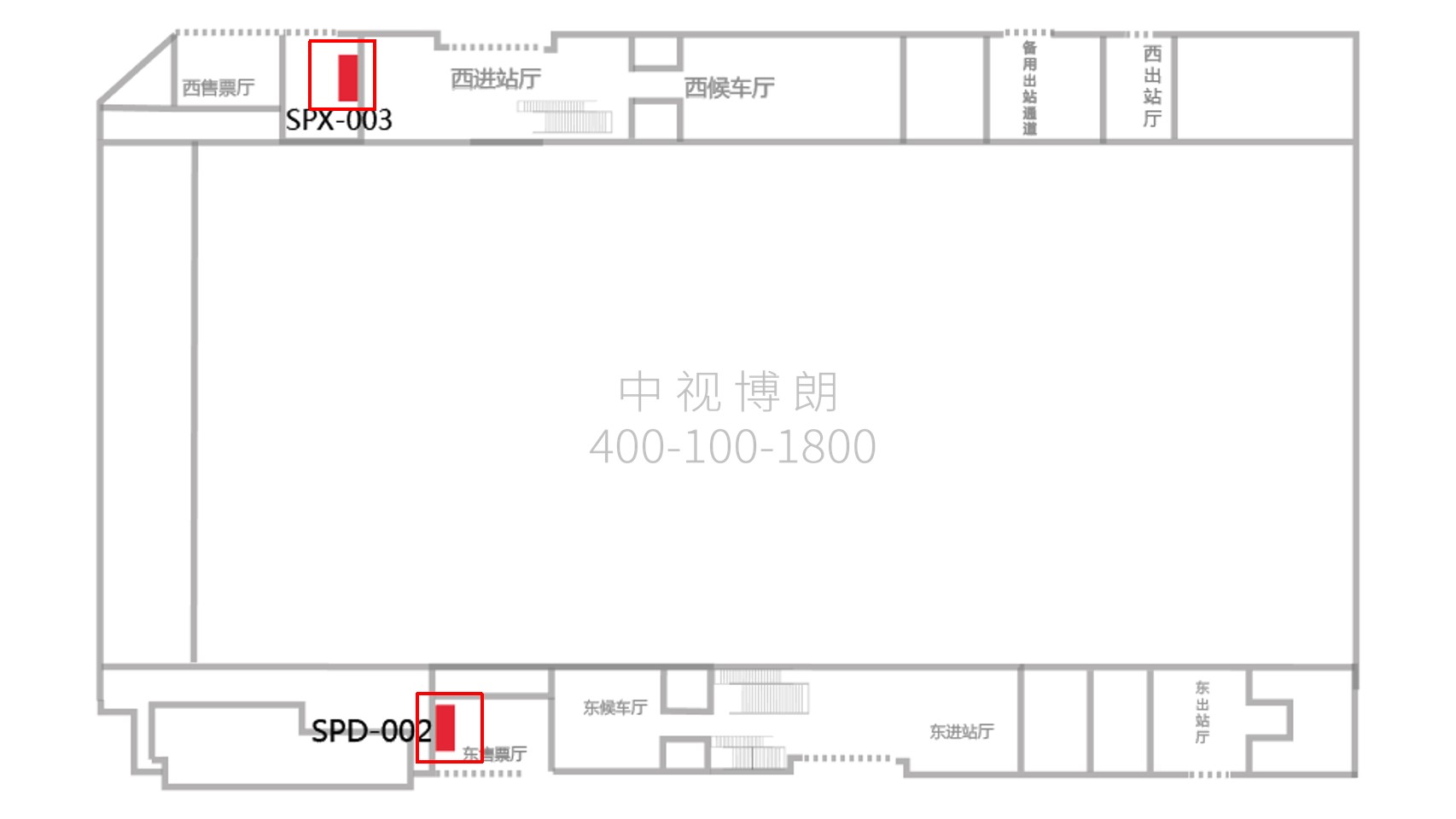 青岛站广告-东西售票厅灯箱点位图