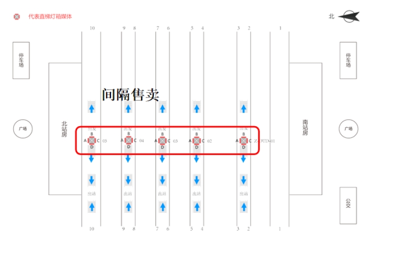 Qinhuangdao Station Advertisement-Station platform escalator light box setBitmap