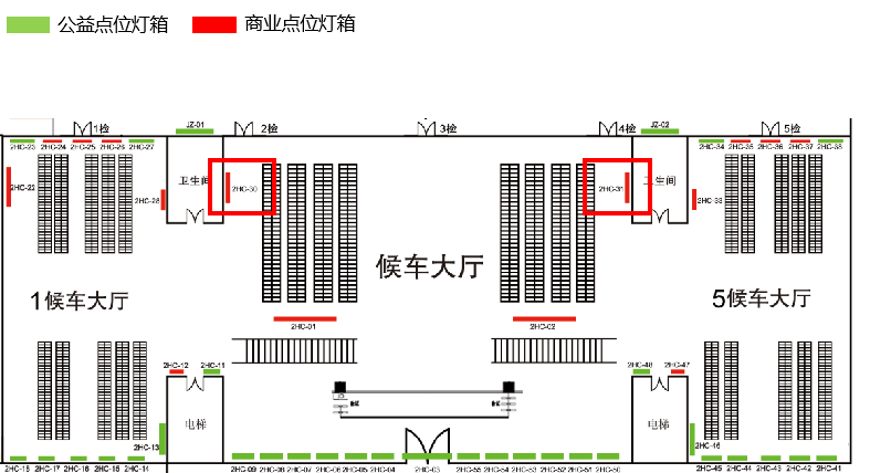 泉州站广告-二层候车厅灯箱点位图