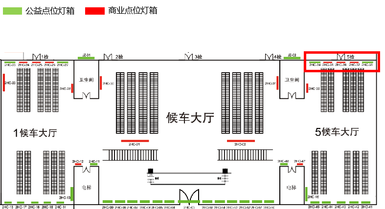 泉州站广告-二层候车厅右侧灯箱点位图