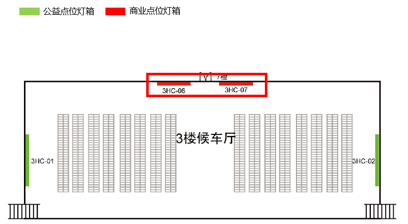 泉州站广告-三层候车厅检票口上方灯箱点位图