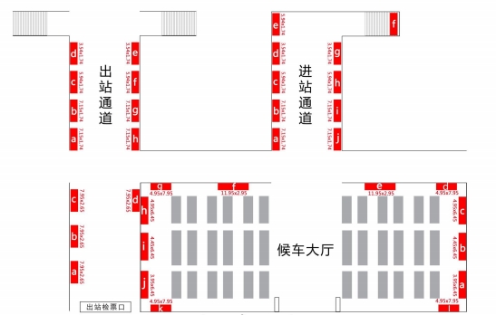 忻州西站广告-候车厅灯箱点位图