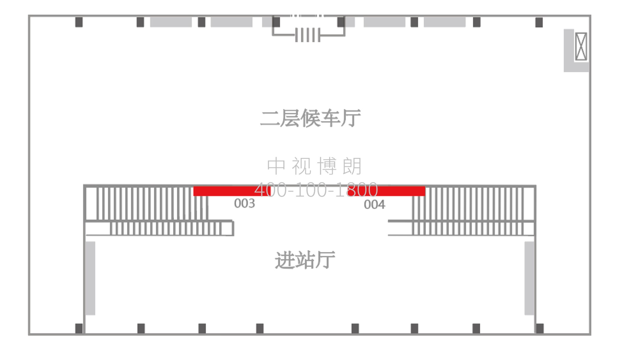 荣成站广告-进站厅横梁信息屏两侧灯箱点位图