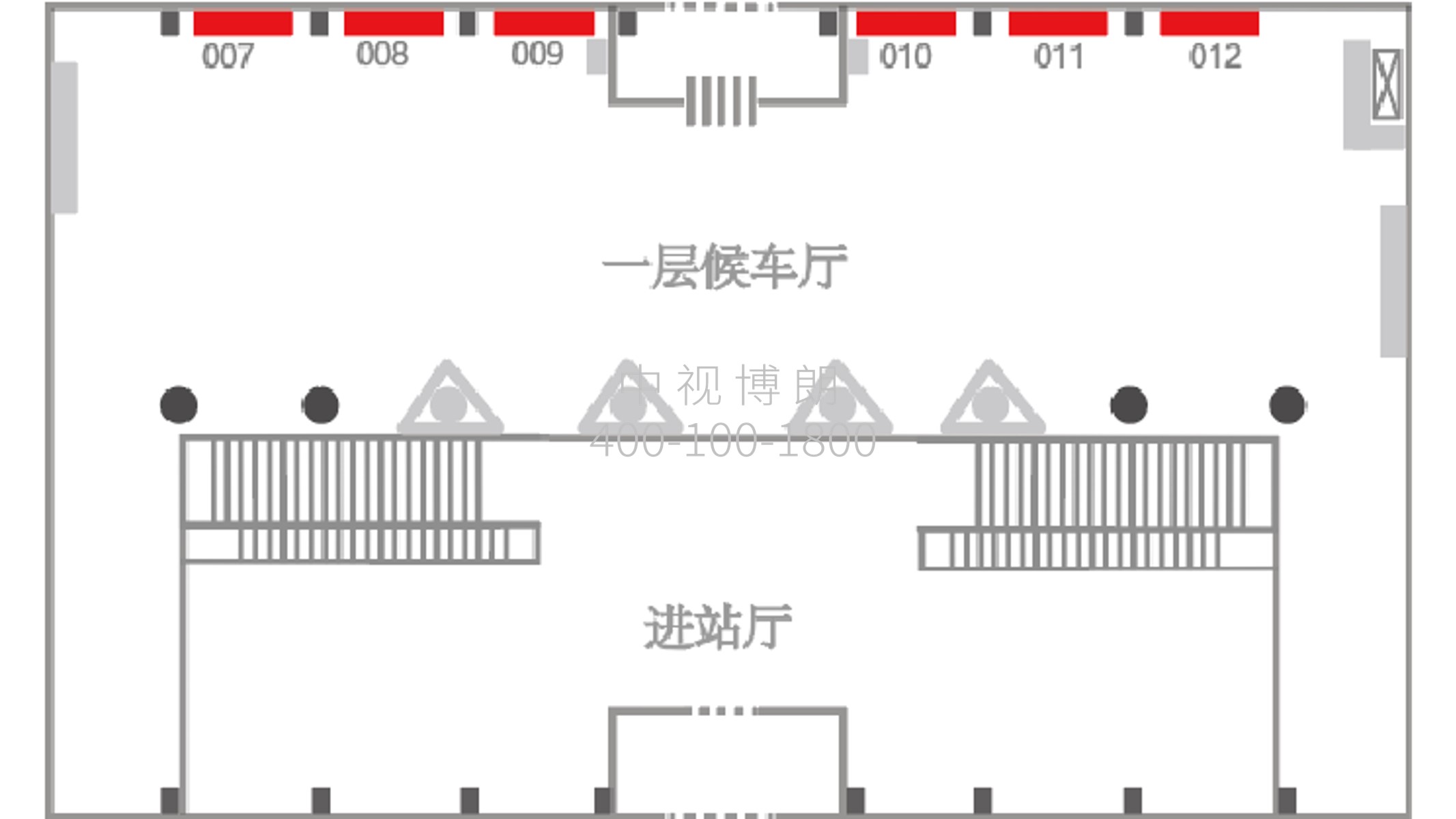 荣成站广告-候车室检票口两侧上方灯箱点位图