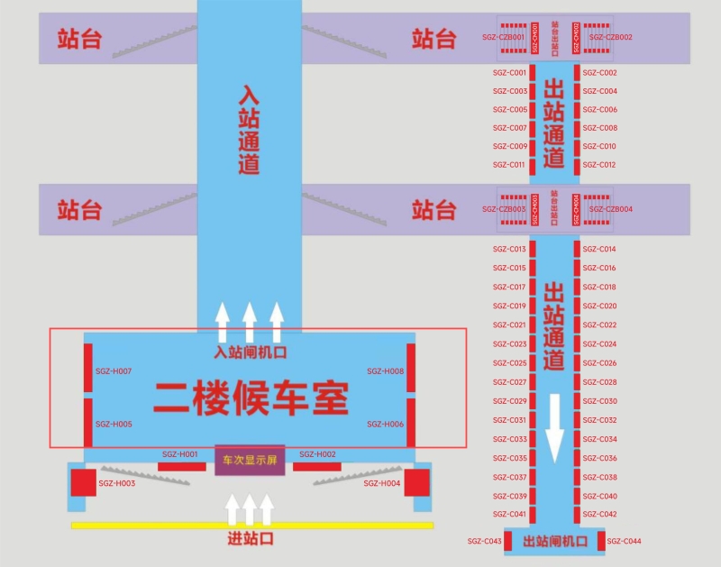 韶关站广告-候车厅墙面灯箱5/6/7/8点位图