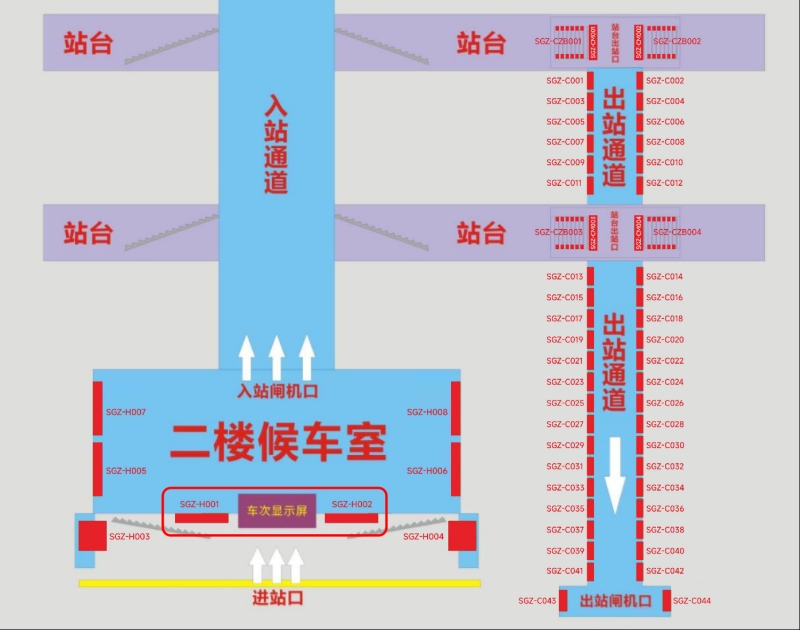 韶关站广告-候车厅墙面灯箱1/2点位图