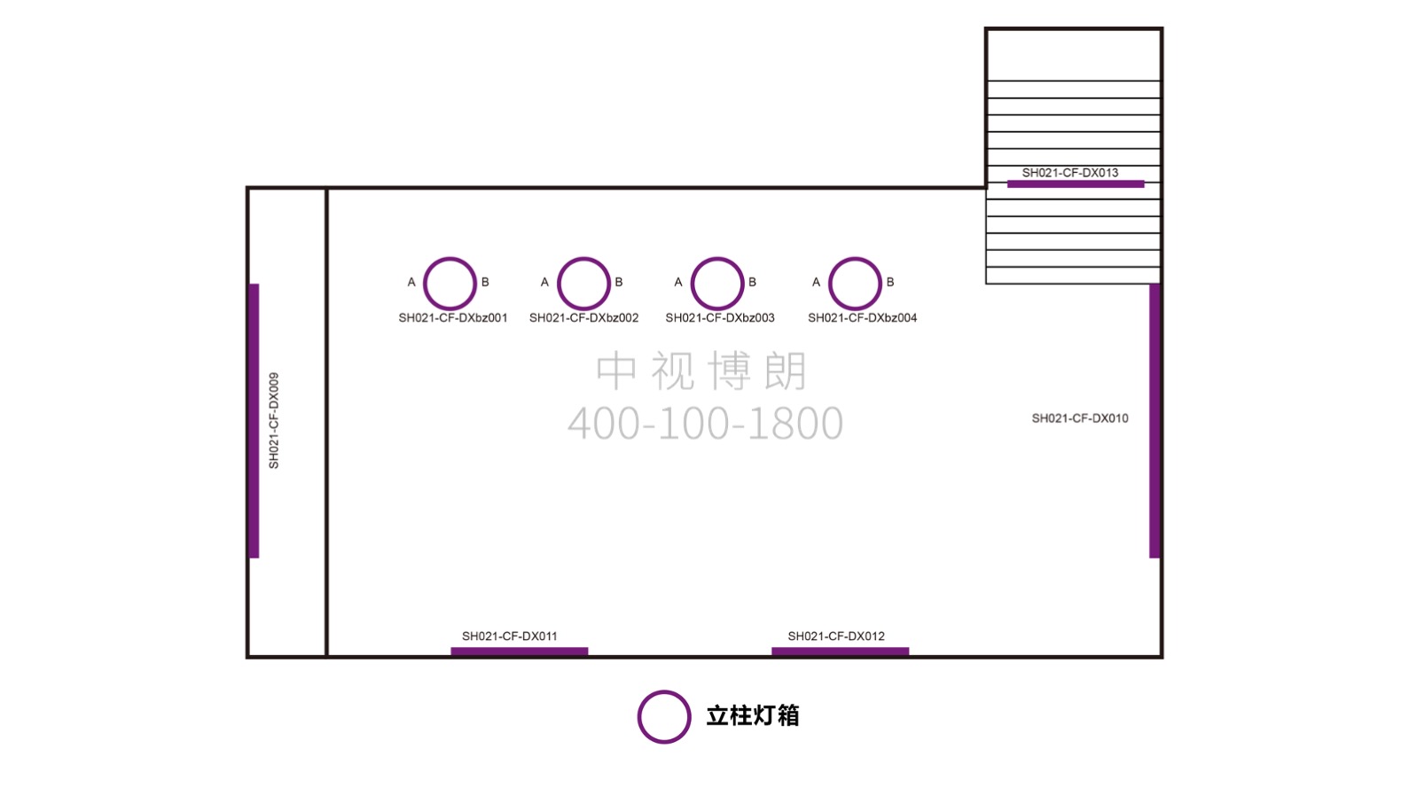 上海站广告-候车室圆形立柱灯箱点位图