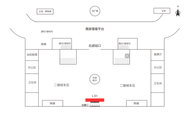商丘站-二层候车大厅中央LED屏点位图