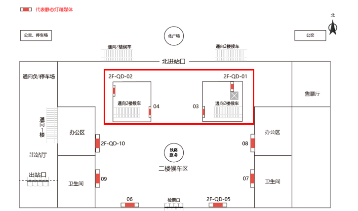 商丘站-二层进站大厅灯箱点位图