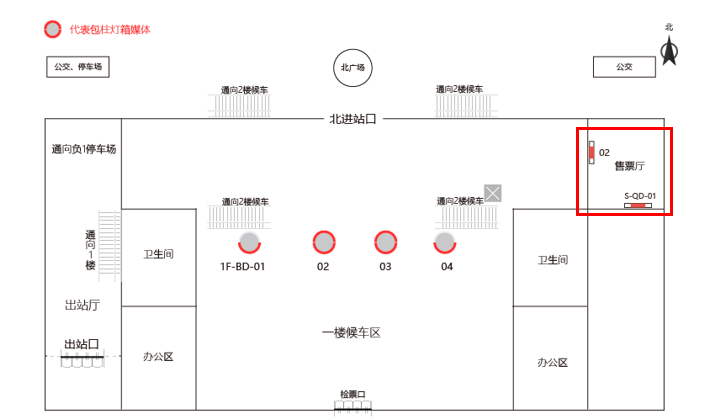 商丘站-进站售票大厅灯箱点位图