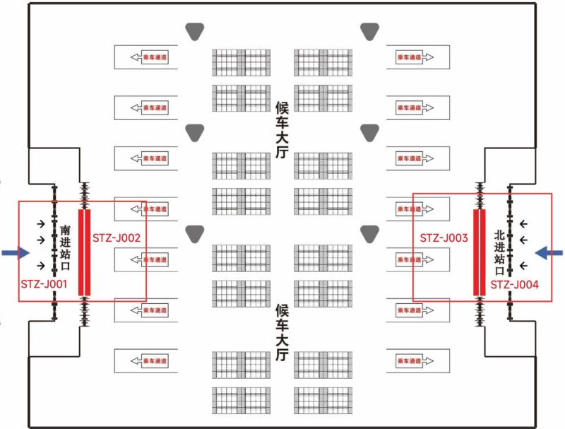 汕头站-南北进站口双面落地灯箱点位图