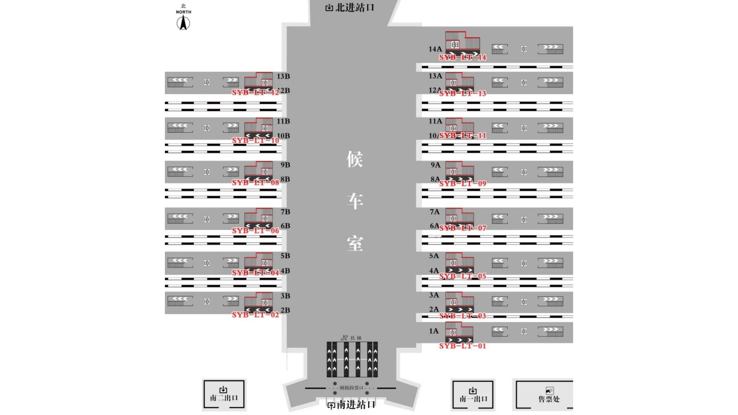 沈阳北站广告-候车厅下站台楼梯两侧玻璃贴点位图