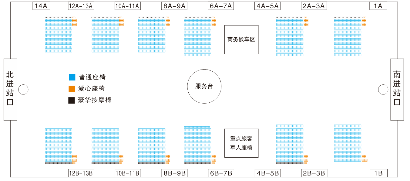 沈阳北站广告-候车厅座椅贴纸套装位置图