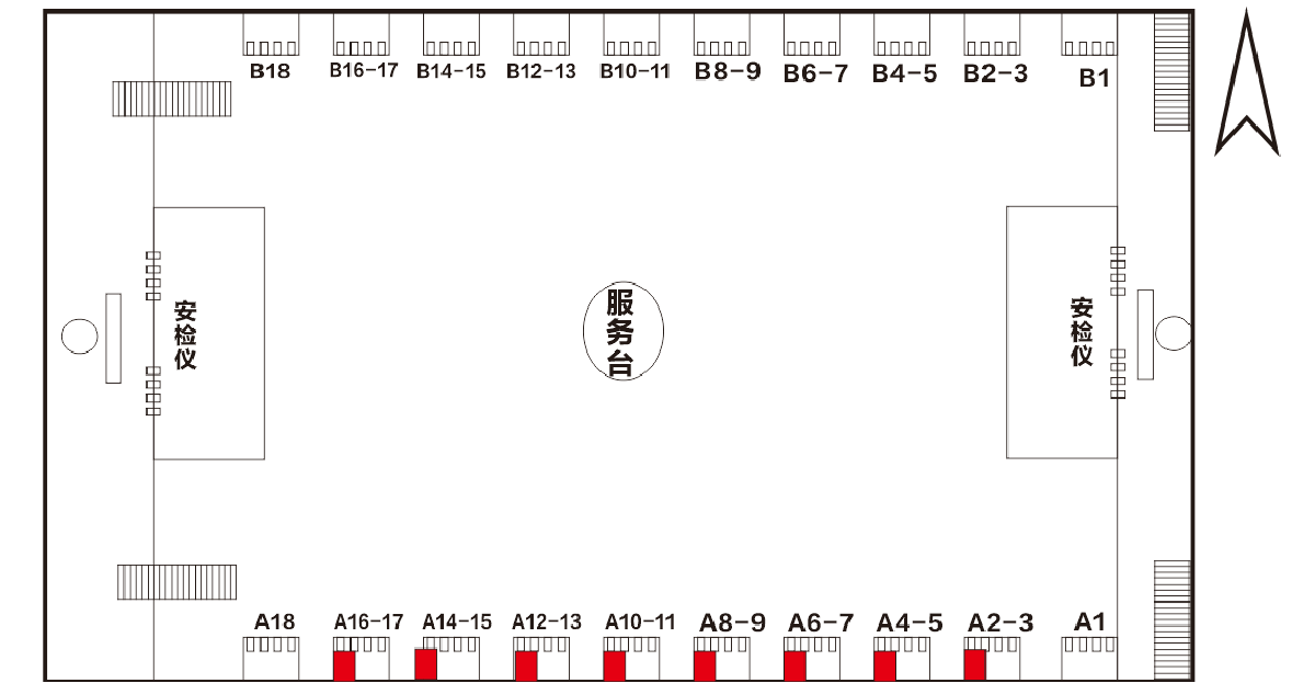 沈阳站广告-候车厅南检票口直梯灯箱套装点位图