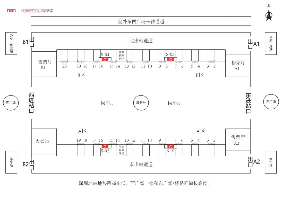 深圳北站广告-进站候车厅LED大屏套装1点位图
