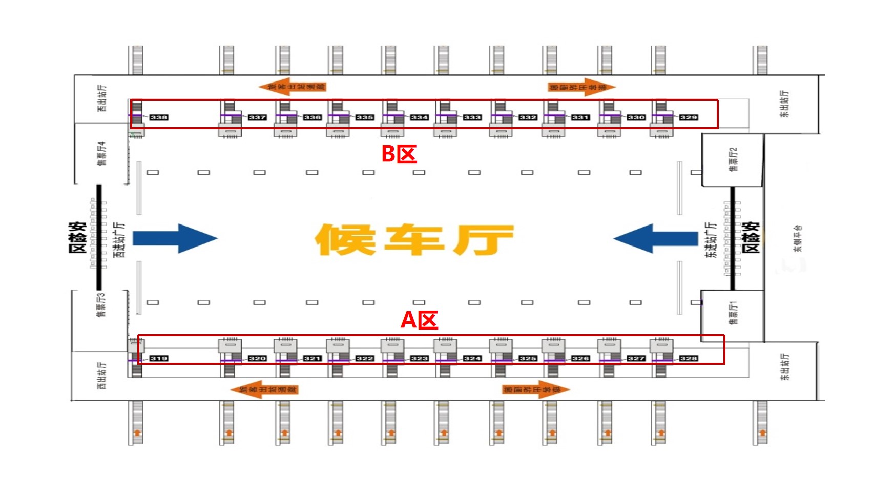 深圳北站广告-进站口楣头灯箱套装位置图
