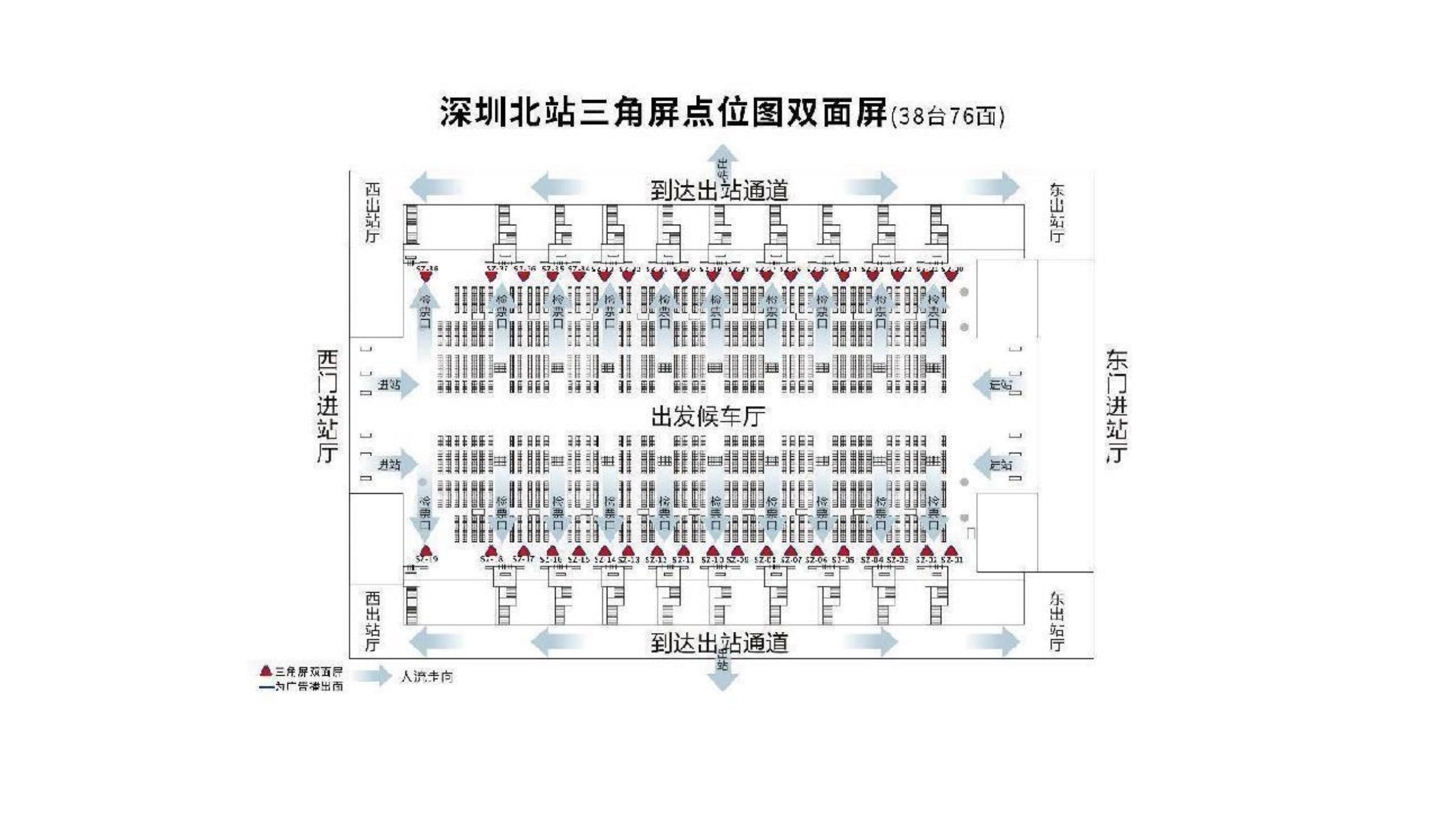 深圳北站广告-进站检票口双面LED大屏套装点位图