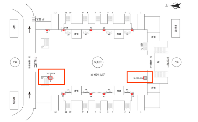 苏州站广告-进站候车大厅直梯灯箱点位图