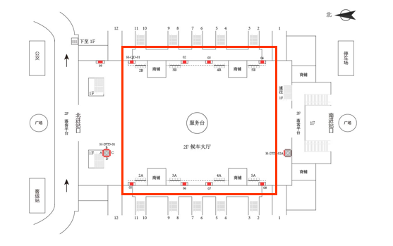 苏州站广告-进站检票口AB侧墙面灯箱套装点位图