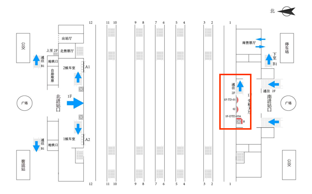 苏州站广告-南进站一楼图腾灯箱点位图