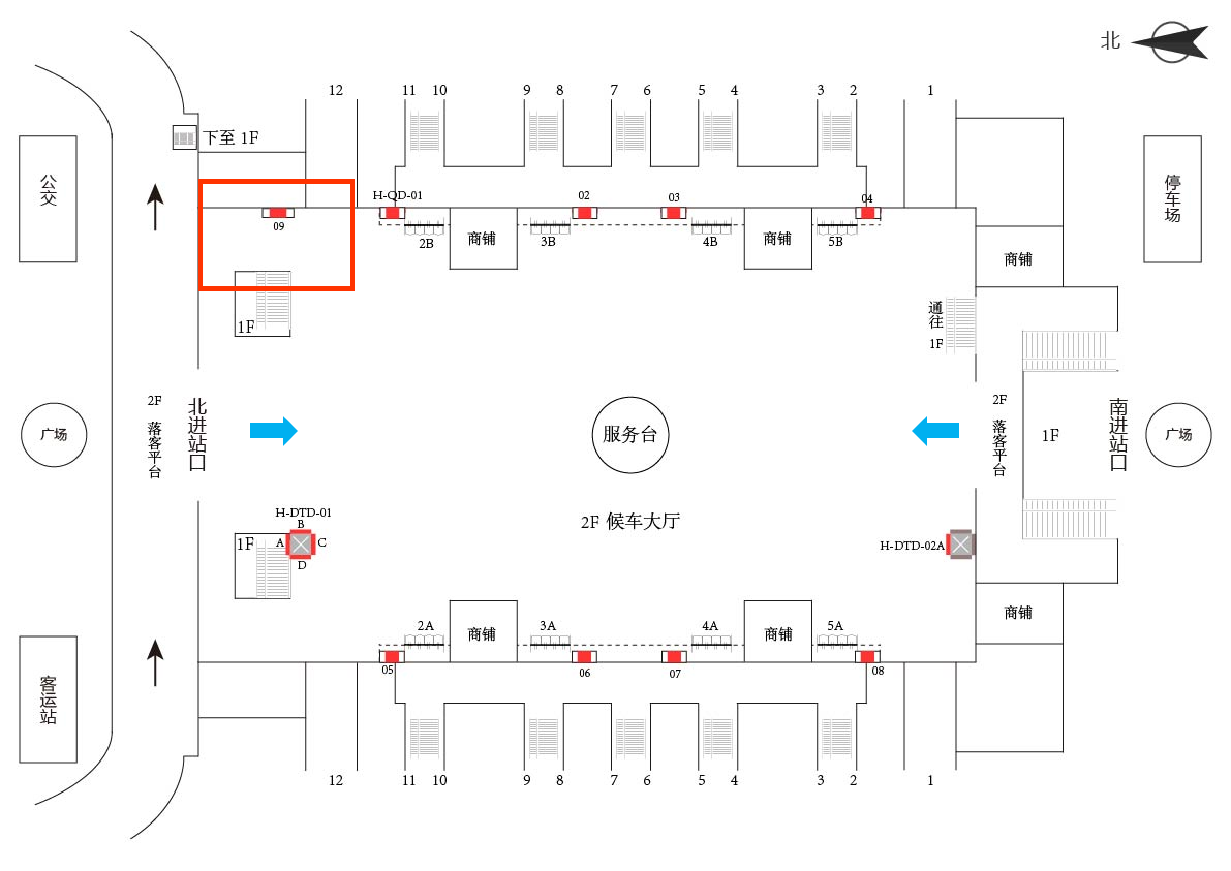 苏州站广告-进站候车厅墙体灯箱点位图