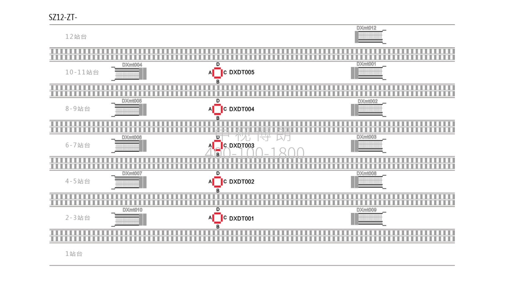 苏州站广告-站台直梯灯箱套装位置图
