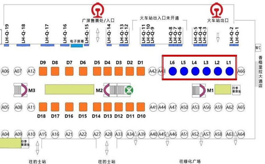 深圳站广告-换乘大厅立柱LED套装点位图