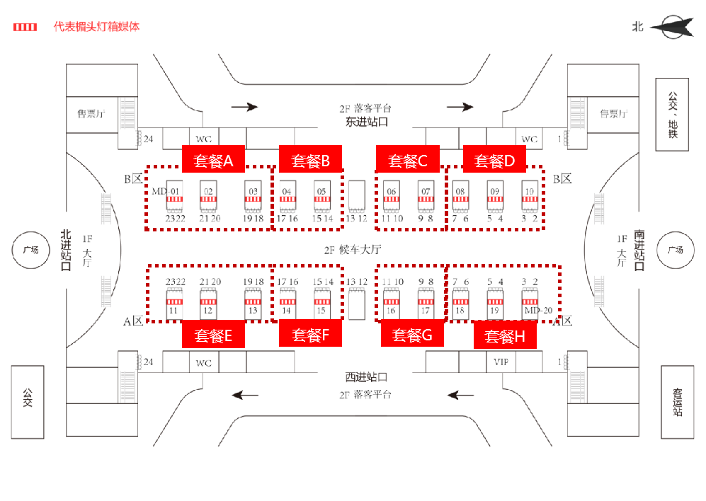 天津西站广告-检票口楣头灯箱套装点位图