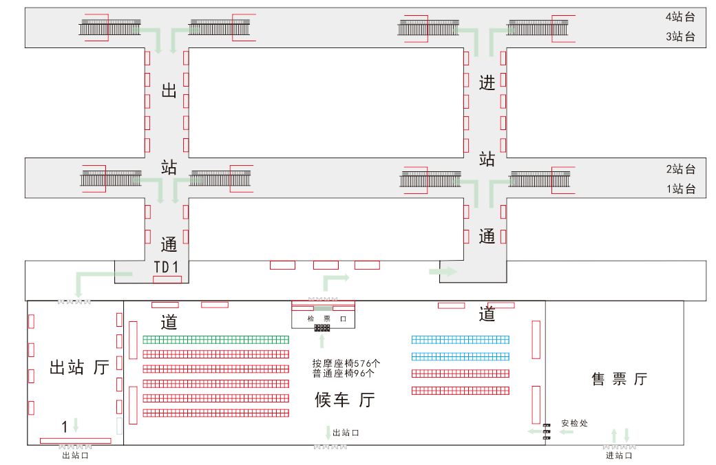 铁岭西站广告-候车室座椅媒体点位图