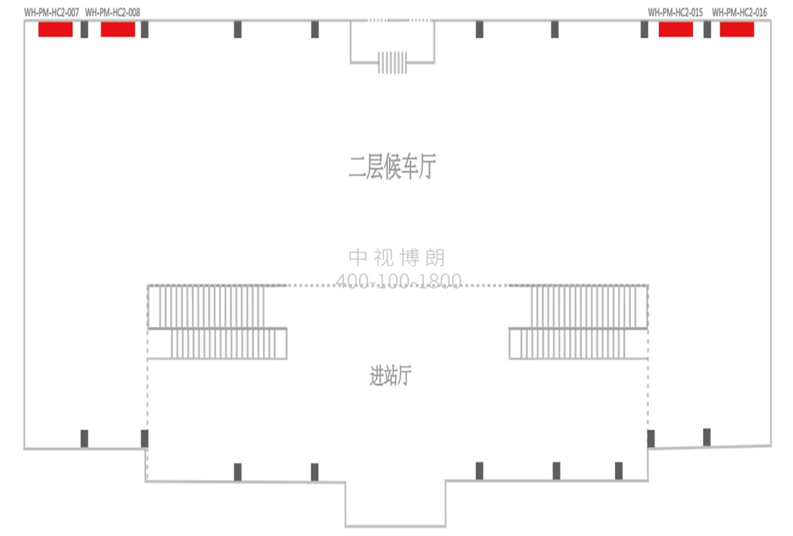 威海站广告-进站二楼候车厅墙面灯箱3位置图