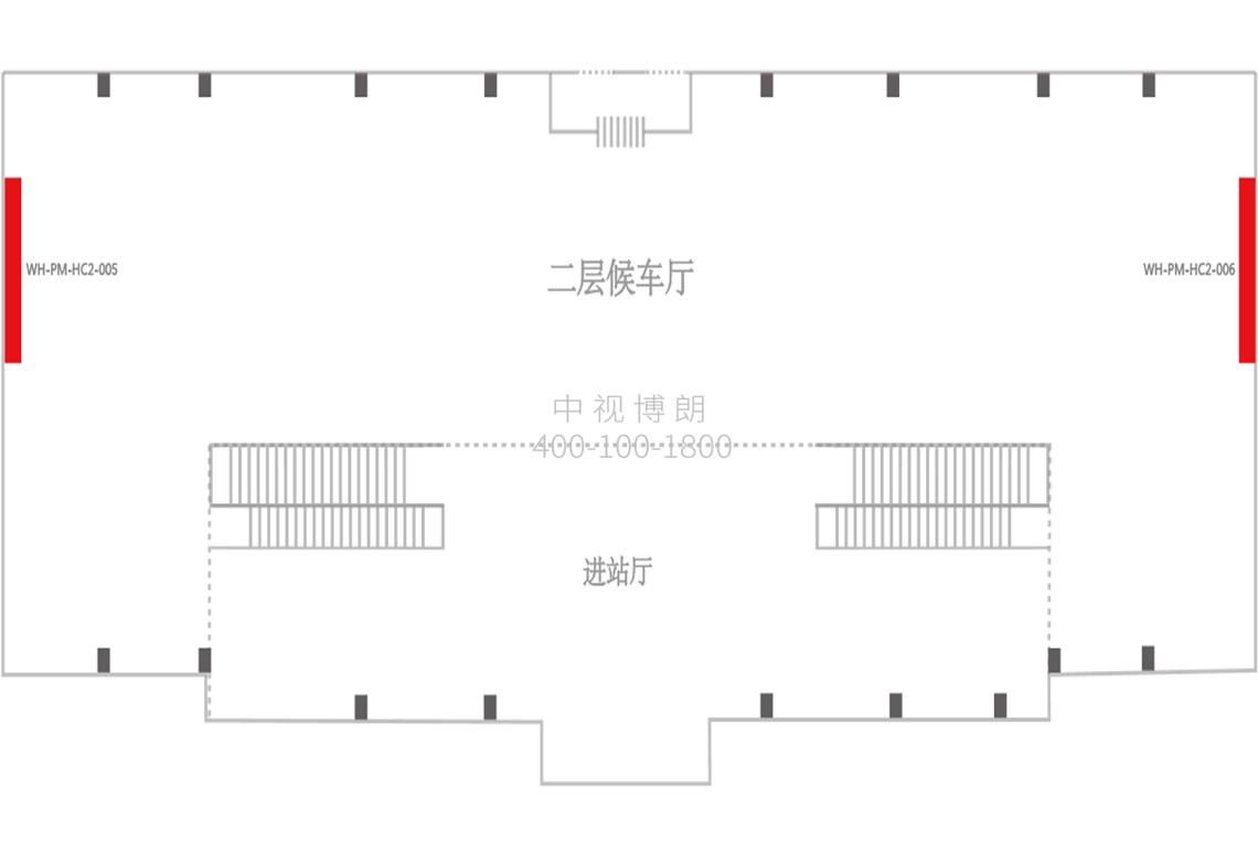 威海站广告-进站二楼候车厅墙面灯箱2位置图