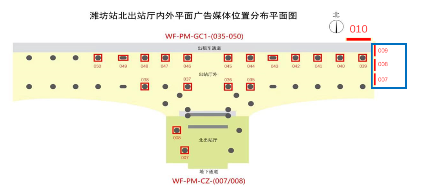 潍坊站广告-进站廊桥灯箱点位图