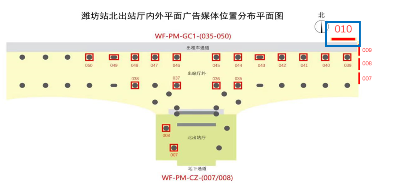 潍坊站广告-进站廊桥灯箱点位图