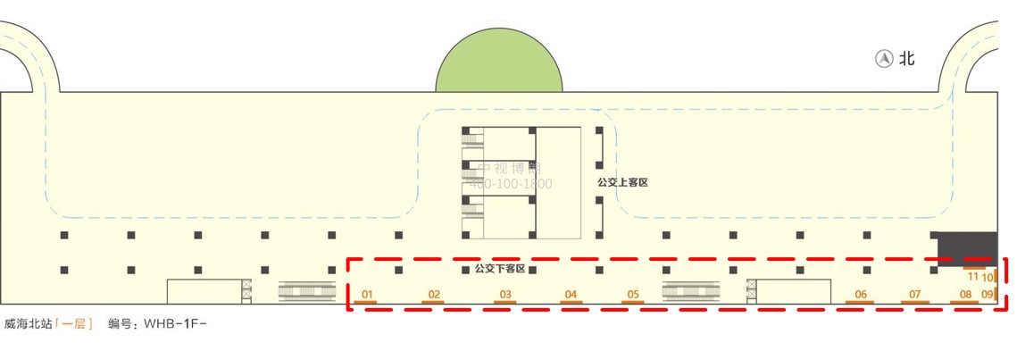 威海北站广告-1F进站墙体灯箱点位图