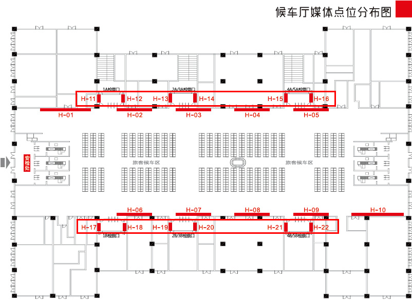 万州北站广告-进站候车检票通道灯箱点位图