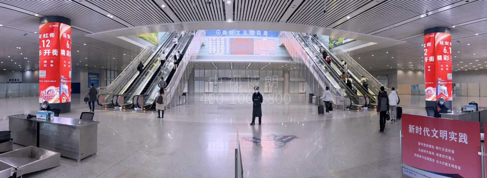 西安北站广告-进站南区检票口圆柱灯箱