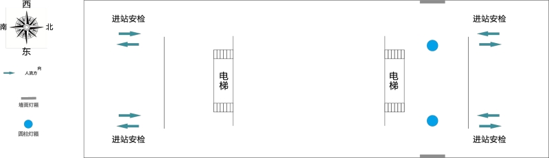 西安北站广告-进站层北区检票口圆柱灯箱套装点位图