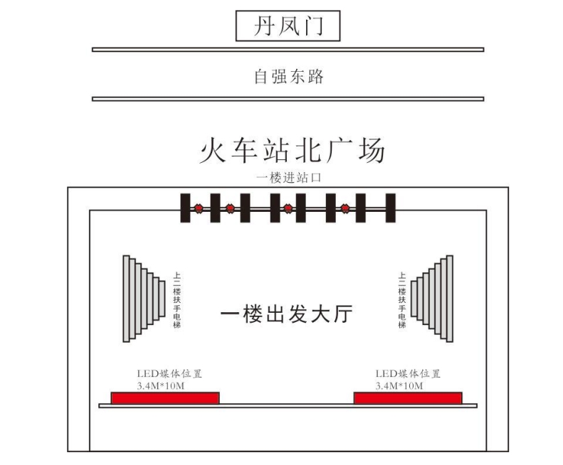 西安站广告-出发大厅LED屏点位图