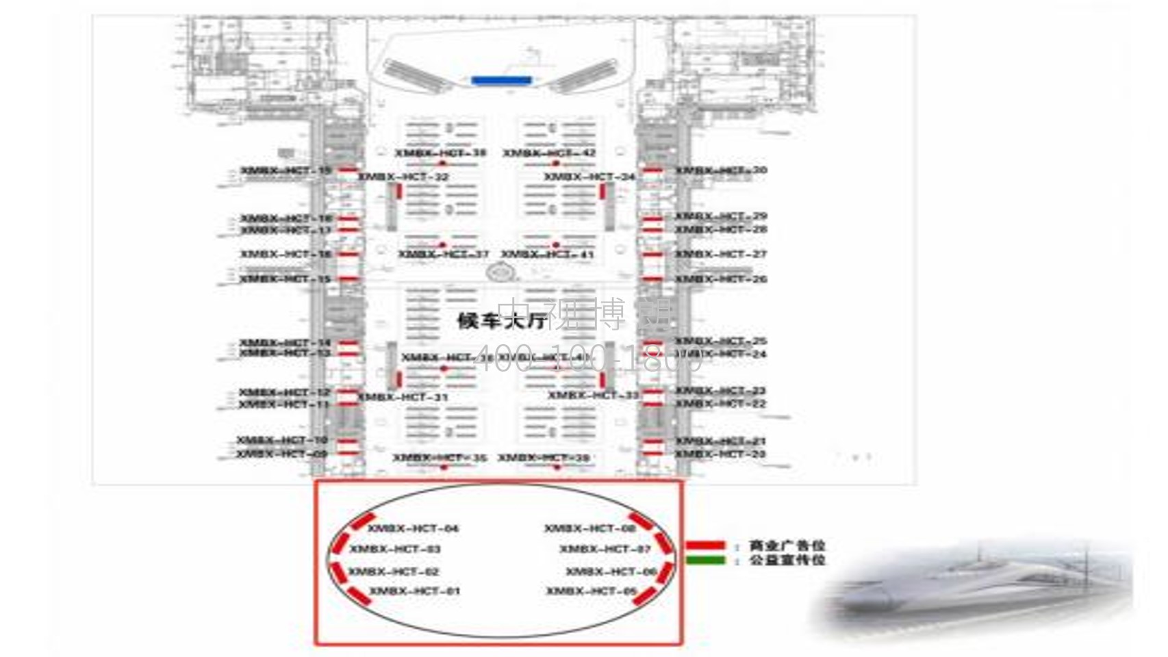 厦门北站广告-进站候车厅平面灯箱点位图