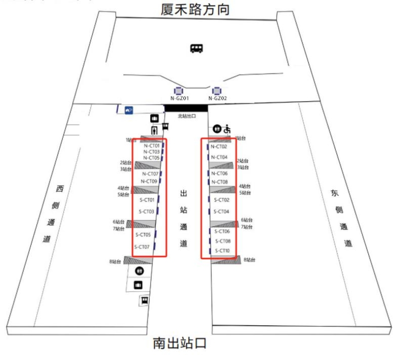 厦门站广告-出站通道灯箱位置图