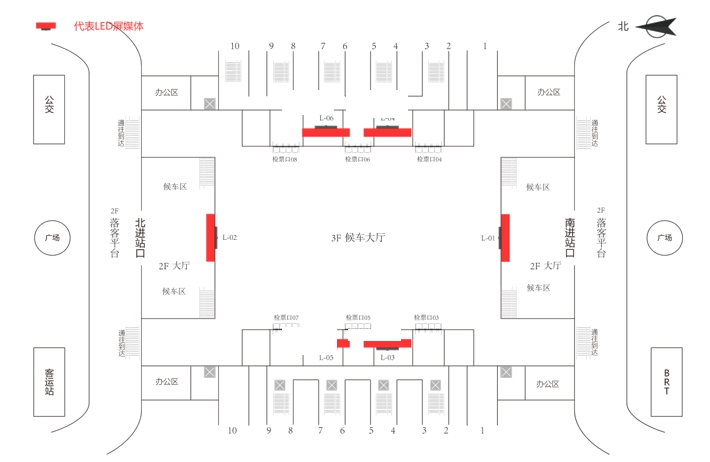 厦门站广告-进站厅LED屏点位图