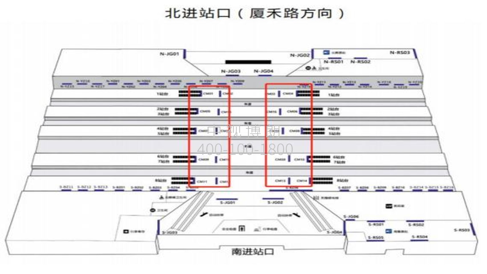 厦门站广告-出站楼梯楣头灯箱套装点位图