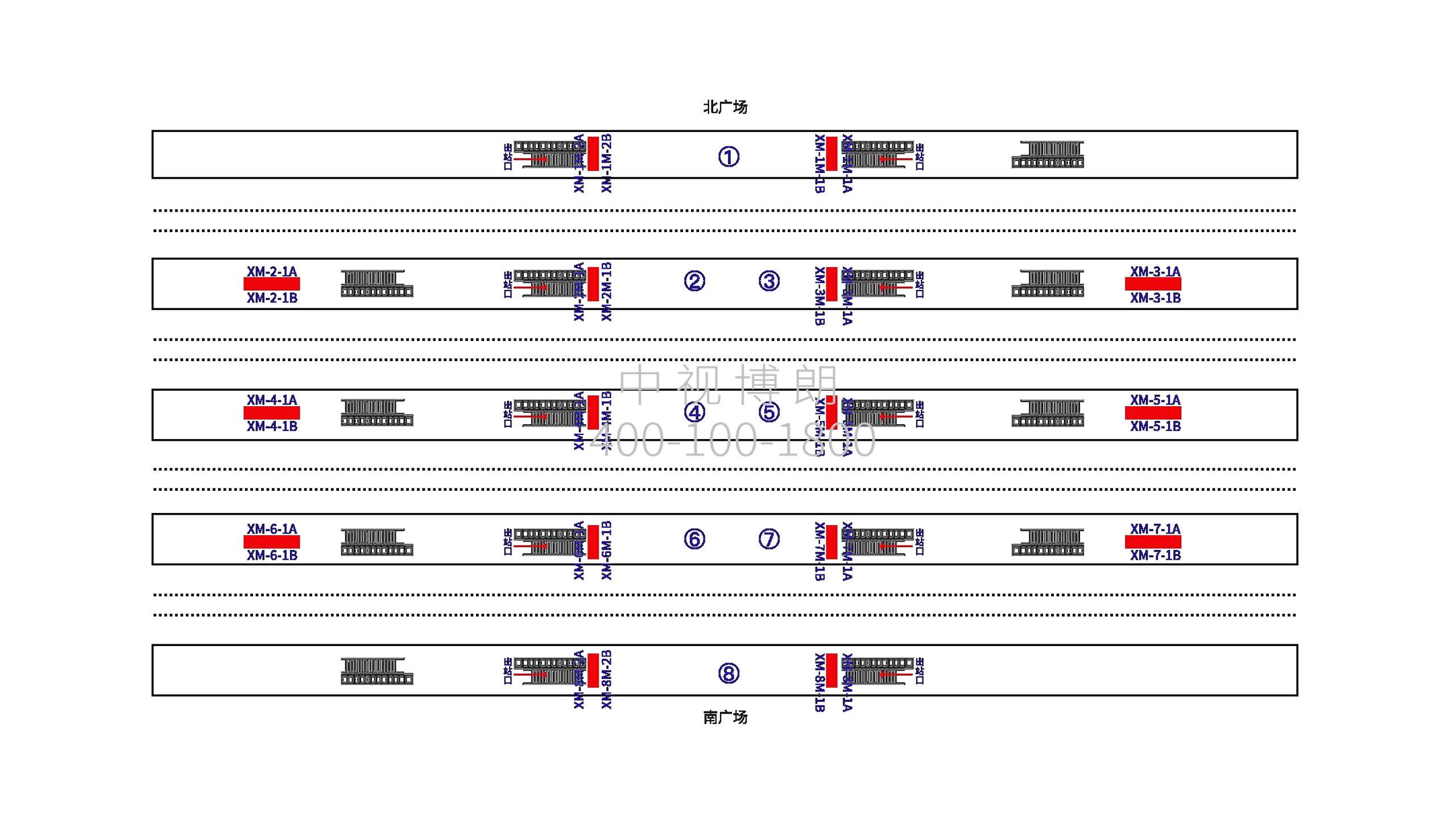 厦门站广告-站台滚动灯箱位置图