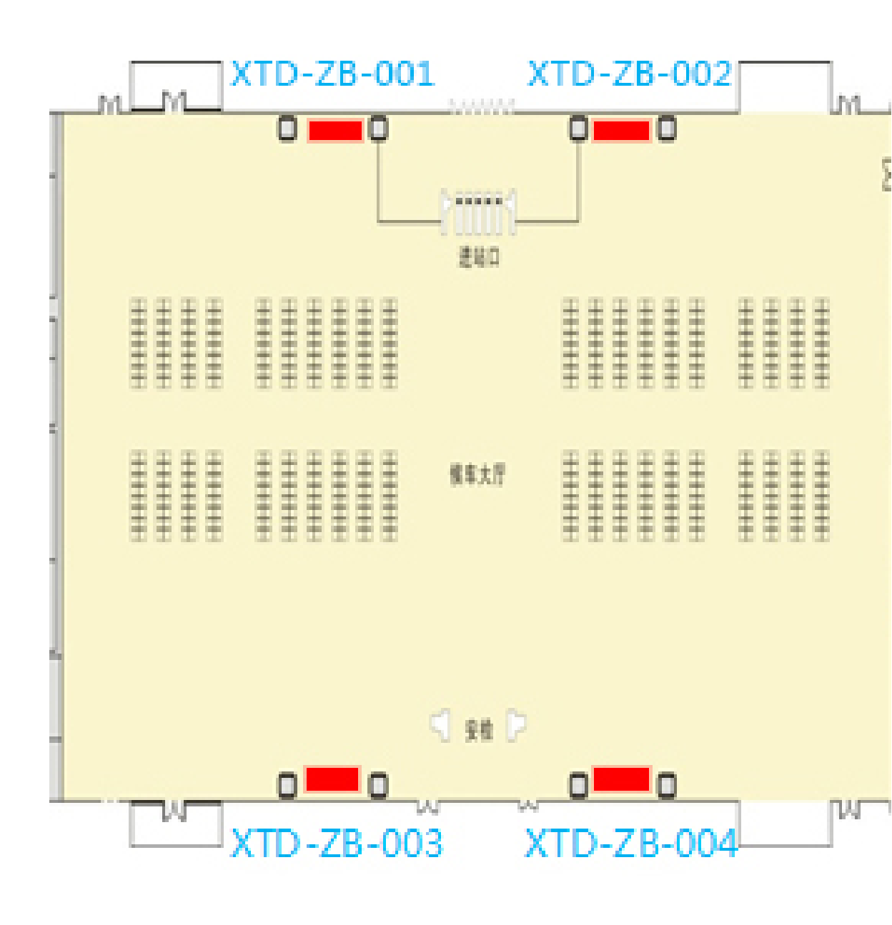 邢台东站-进站候车厅墙面灯箱点位图