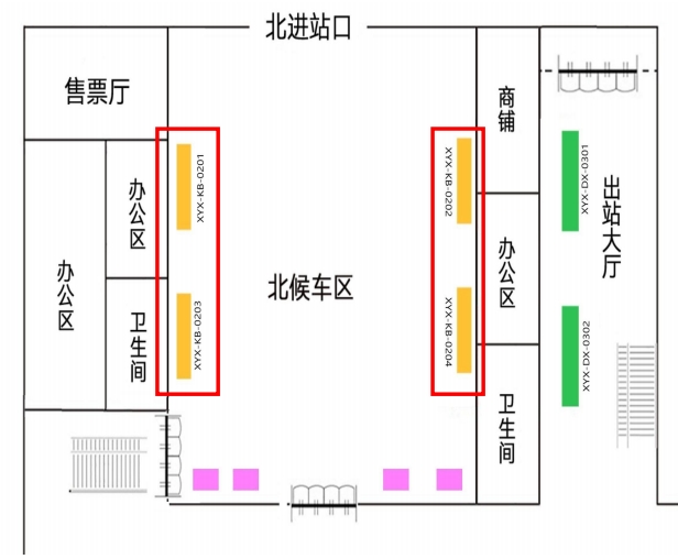 咸阳西站广告-候车厅灯箱点位图