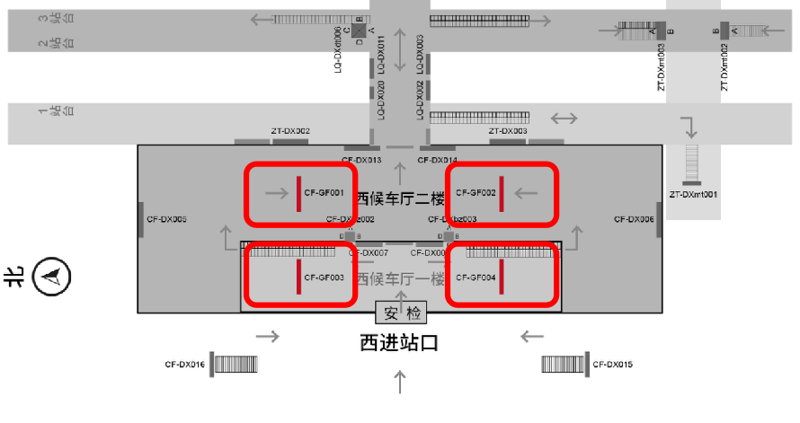 徐州东站广告-西候车大厅高空挂幅点位图