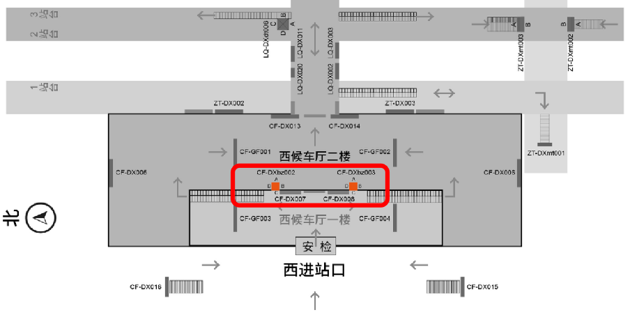 徐州东站广告-西进站大厅包柱灯箱点位图
