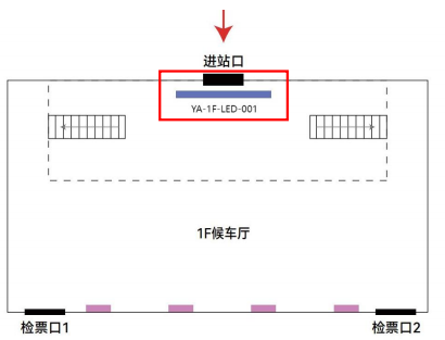 延安站-进站1F检票口LED电子屏点位图